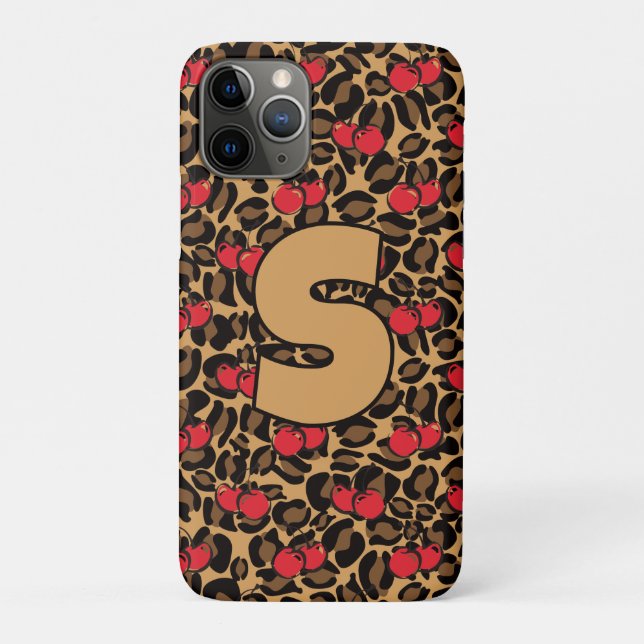Capa Para iPhone 11 Pro Cerejas de leopardo personalizadas (Verso)