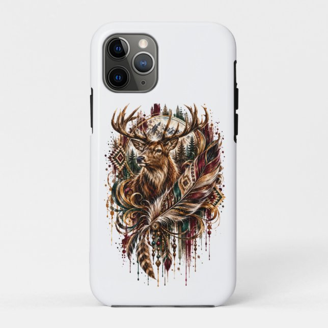 Capa Para iPhone 11 Pro Cervo Boho, Sonhando com Cervo (Verso)