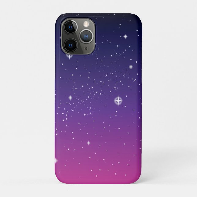 Capa Para iPhone 11 Pro Céu Noturno Estrelado Roxo Escuro (Verso)