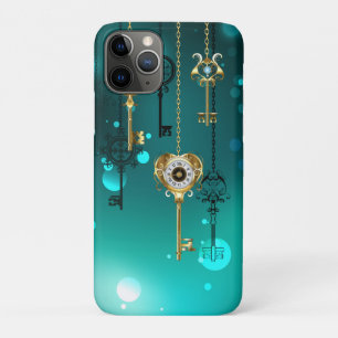 Capa Para iPhone 11 Pro Chaves de Esqueleto Anticas em Fundo Verde