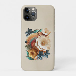 Capa Para iPhone 11 Pro Chic, Cremes Elegantes e textura de flores de cour