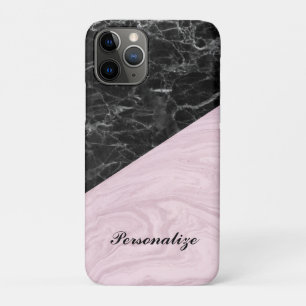 Capa Para iPhone 11 Pro Chic Elegant Black Pink Marble Personalizado