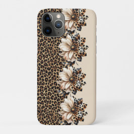 Capa Para iPhone 11 Pro Chic Guepardo Impressão Animal & Flores 
