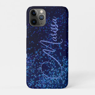 Capa Para iPhone 11 Pro Chic Personalizado Blue Confetti