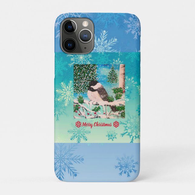 Capa Para iPhone 11 Pro Chickadee Chatter Natal (Verso)