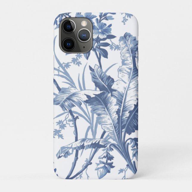 Capa Para iPhone 11 Pro Chinoiserie azul-botânica e branca (Verso)