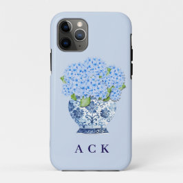 Capa Para iPhone 11 Pro Chinoiserie Nantucket Blue Hydrangeas 