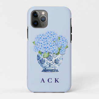 Capa Para iPhone 11 Pro Chinoiserie Nantucket Blue Hydrangeas 