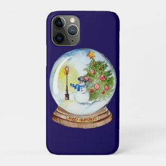 Capa Para iPhone 11 Pro Christmas Snow Globe with Snowman & Tree
