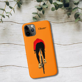 Capa Para iPhone 11 Pro Ciclista em Fundo Laranja