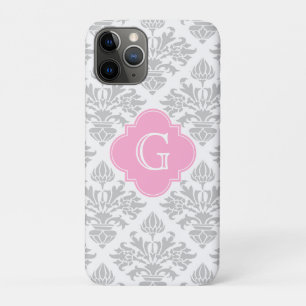 Capa Para iPhone 11 Pro Cinza Lg Damasco Floral Branco #3 Etiqueta De Mono