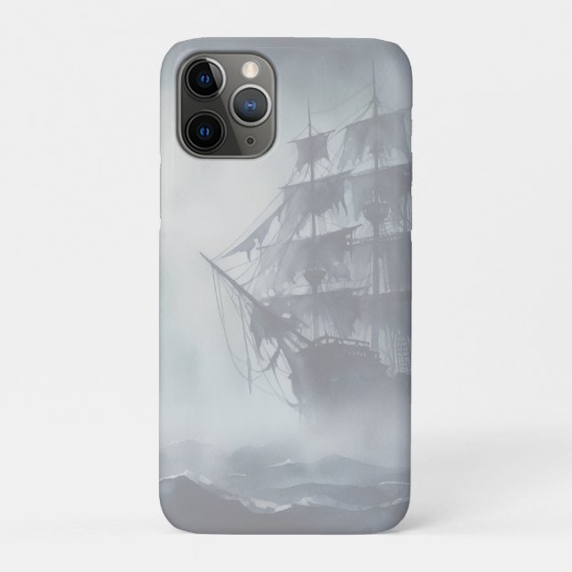 Capa Para iPhone 11 Pro Cinza, navio pirata de Cinza 2 (Verso)