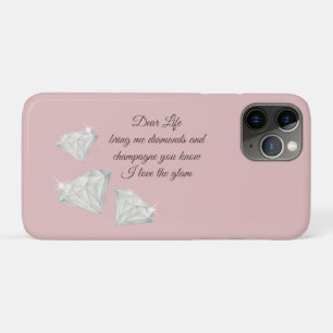 Capa Para iPhone 11 Pro Citação de Diamantes e Champanhe – Edição Querida