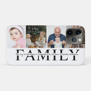 Capa Para iPhone 11 Pro Citação de Natal da Família de Colagem de 4 Fotos