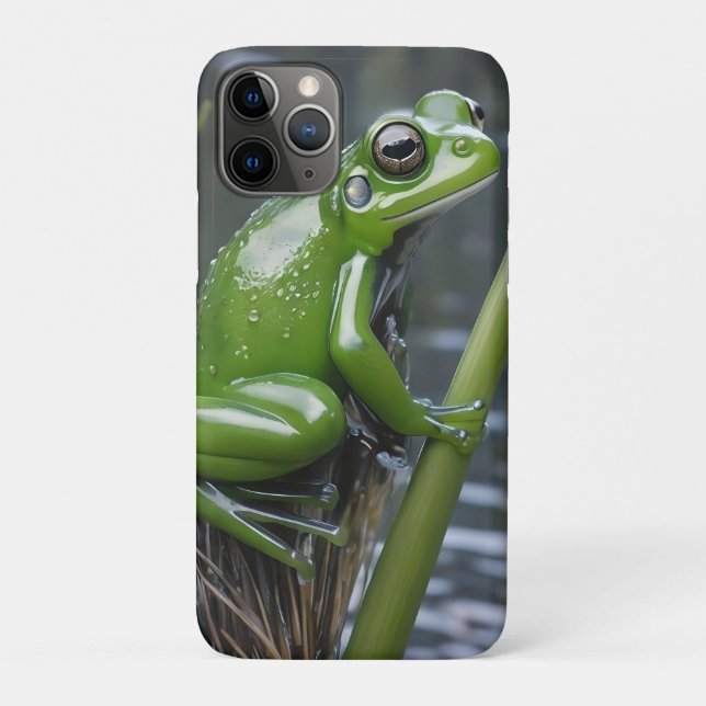 Capa Para iPhone 11 Pro "Claridade Cristal: Sapo de Vidro Verde em Rios" (Verso)