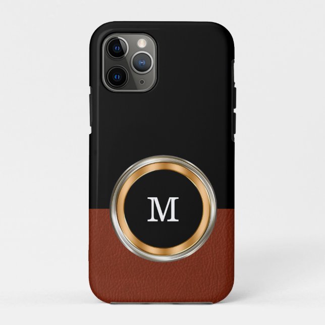 Capa Para iPhone 11 Pro Classy Mens Monogramas Leather Art (Verso)