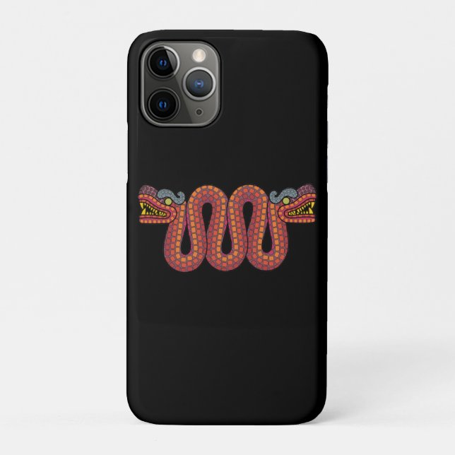 Capa Para iPhone 11 Pro Cobra de duas cabeças asteca (Verso)
