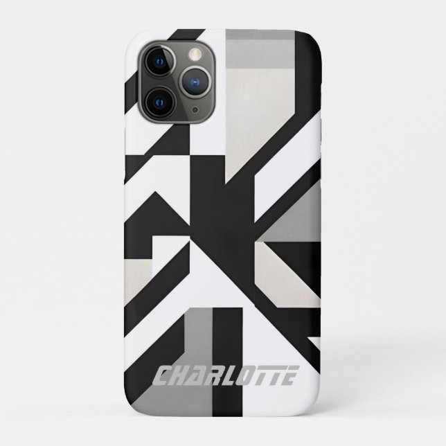 Capa Para iPhone 11 Pro cobrir inteligente iphone geométrico cinza branca  (Verso)
