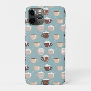 Capa Para iPhone 11 Pro Coffee Cups Cream Caffeine Lover Pastel Blue Brown
