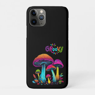 Capa Para iPhone 11 Pro Cogumelos Coloridos Psicélicos Groovy-