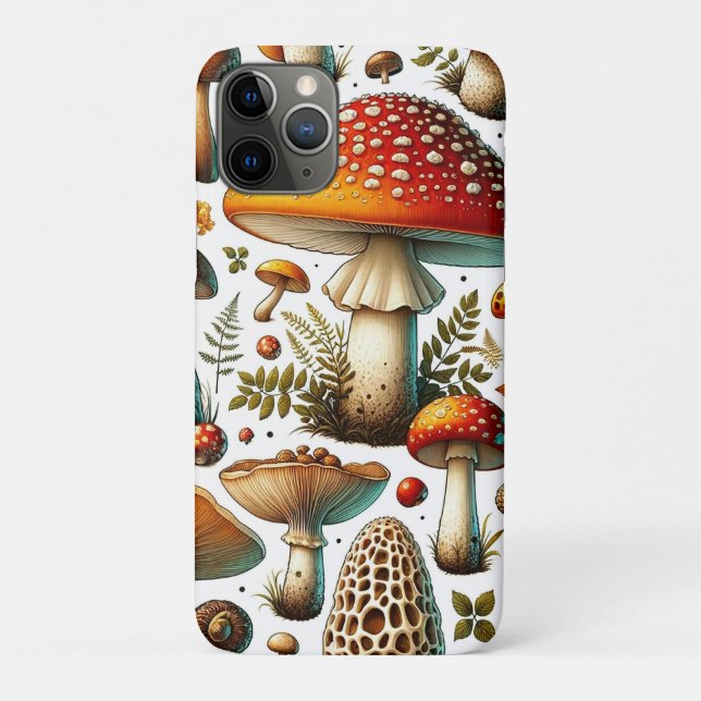 Capa Para iPhone 11 Pro Cogumelos Selvagens Caprichosos (Verso)