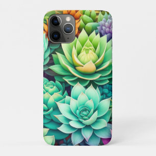 Capa Para iPhone 11 Pro Colagem Colorida de Suculentes