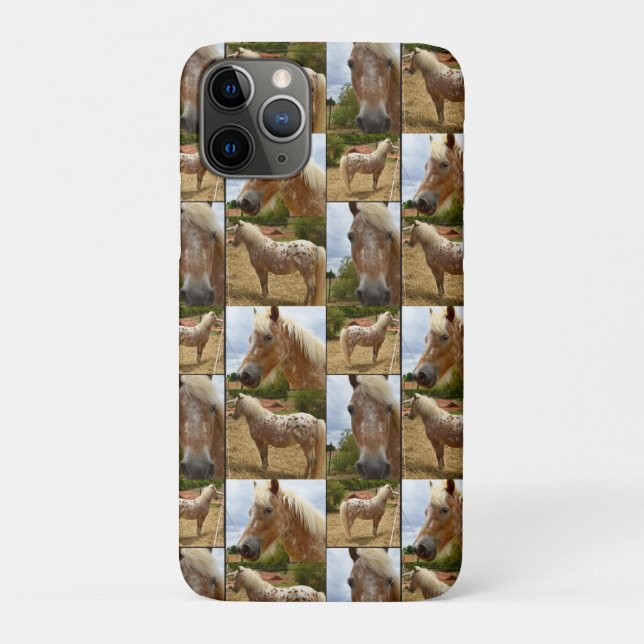 Capa Para iPhone 11 Pro Colagem de Fotografias de Cavalos Appaloosa, (Verso)