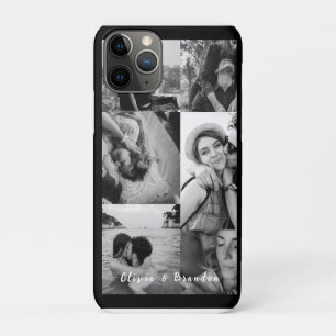 Capa Para iPhone 11 Pro Colagem de Fotos de Casal Preto e Branco Personali