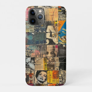 Capa Para iPhone 11 Pro Colagem Grid de Rock Punk Preto e Branco em Quadri