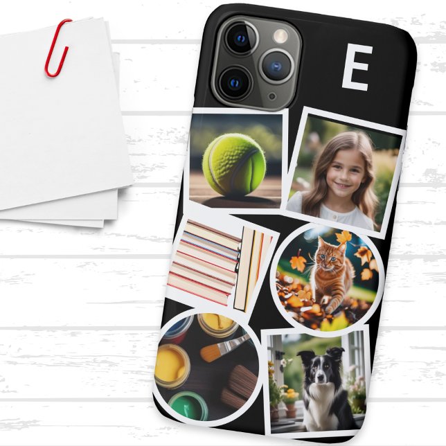 Capa Para iPhone 11 Pro Colagem Personalizada Monograma Carregue Suas Próp (A phone case to personalize with a monogram and 6 favorite photos. An ideal custom gift)