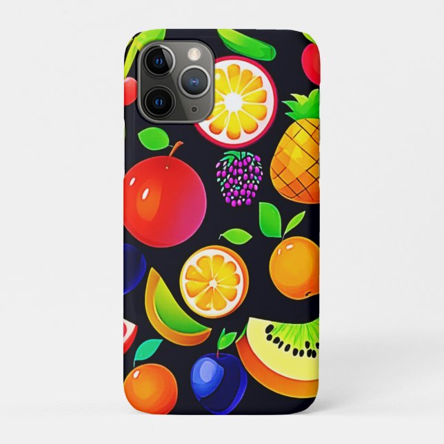 Capa Para iPhone 11 Pro Coleção de Frutas Brilhante (Verso)