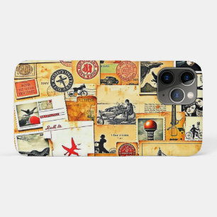 Capa Para iPhone 11 Pro Combinação de Cartão-Postal Retroativo Vintage