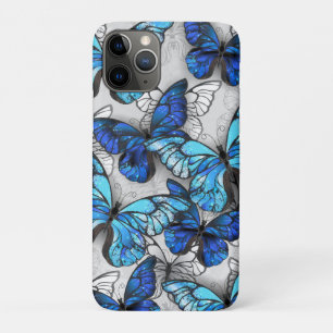 Capa Para iPhone 11 Pro Composição de Borboletas Brancas e Azuis