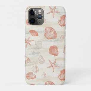 Capa Para iPhone 11 Pro Conchas de Praia Vintage com Coral e Estrela-do-Ma