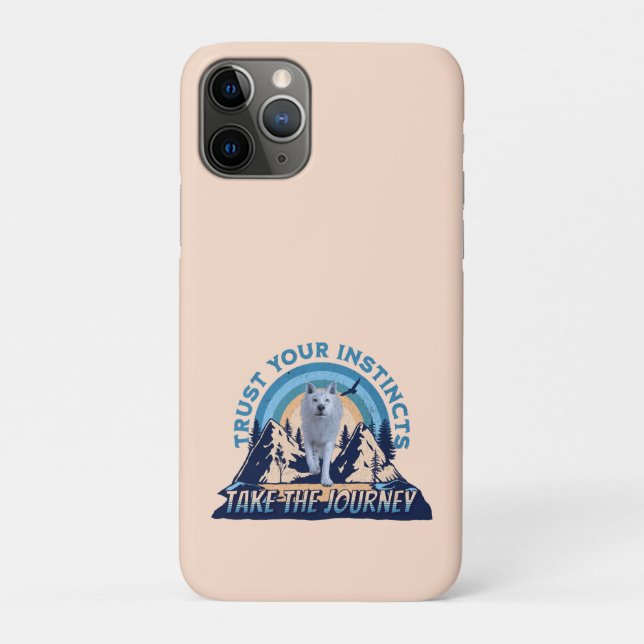 Capa Para iPhone 11 Pro Confie em Seus Instintos Aventura do Lobo Ártico A (Verso)