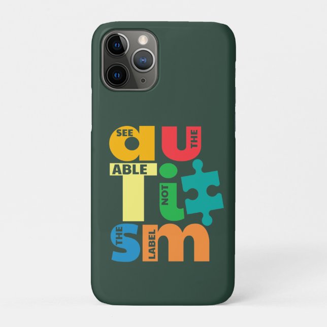 Capa Para iPhone 11 Pro Consciência Autismo Ver O Capaz Não O Rótulo (Verso)