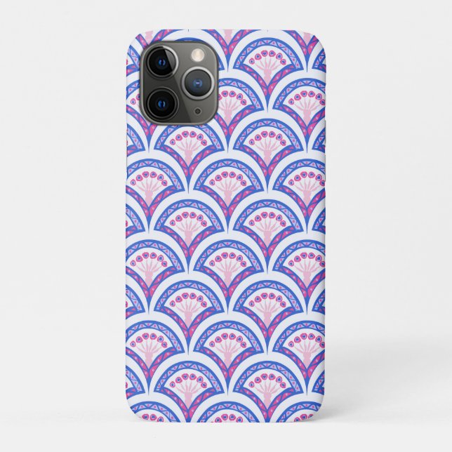 Capa Para iPhone 11 Pro cor damasco floral azul (Verso)