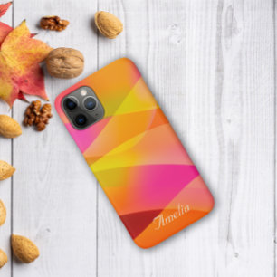 Capa Para iPhone 11 Pro Cor de laranja magenta amarelo de onda geométrica
