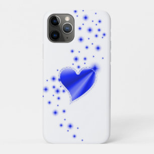 Capa Para iPhone 11 Pro Coração Arco-Íris Azul com Estrelas