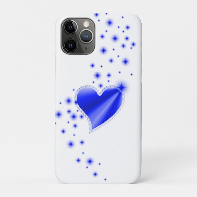 Capa Para iPhone 11 Pro Coração Arco-Íris Azul com Estrelas (Verso)