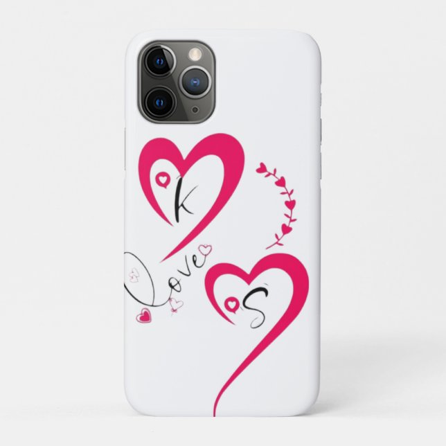 Capa Para iPhone 11 Pro Coração Rosa Mínimo Amor (Verso)