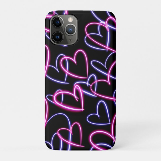 Capa Para iPhone 11 Pro Corações de Neon (Verso)