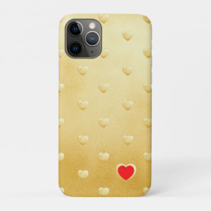 Capa Para iPhone 11 Pro Corações Dourados góticos em cores sólidas