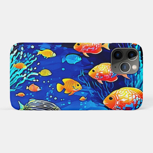 Capa Para iPhone 11 Pro Coral Reef Fish Art (Verso (horizontal))