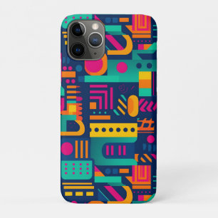 Capa Para iPhone 11 Pro cores abstrato neon e formas geométricas boêmicas
