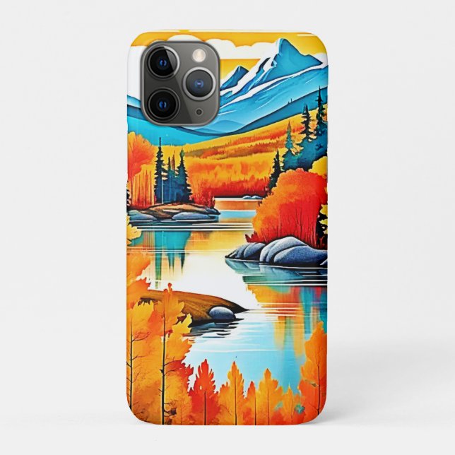 Capa Para iPhone 11 Pro Cores de queda Vista de montanha (Verso)