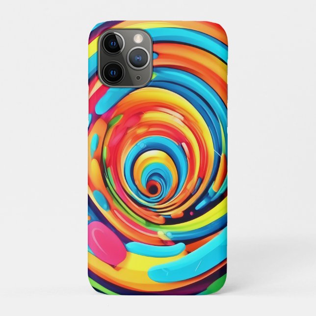 Capa Para iPhone 11 Pro Cores giratórias no túnel psicodélico (Verso)