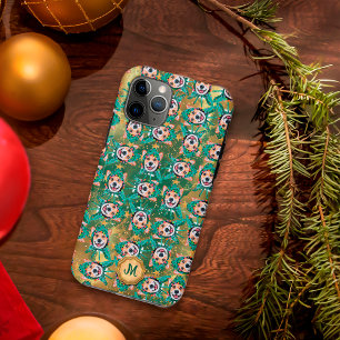 Capa Para iPhone 11 Pro Corgi Fofo Natal Cachorro Verde Dourado