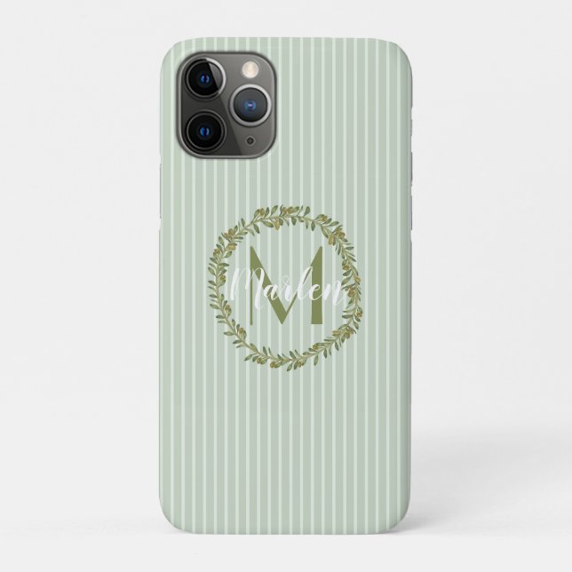 Capa Para iPhone 11 Pro Coroa de Oliveira Personalizada com Monograma  (Verso)