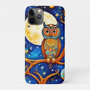 Capa Para iPhone 11 Pro Coruja Whimsical Celestials: Estrelas, Lua, Planet